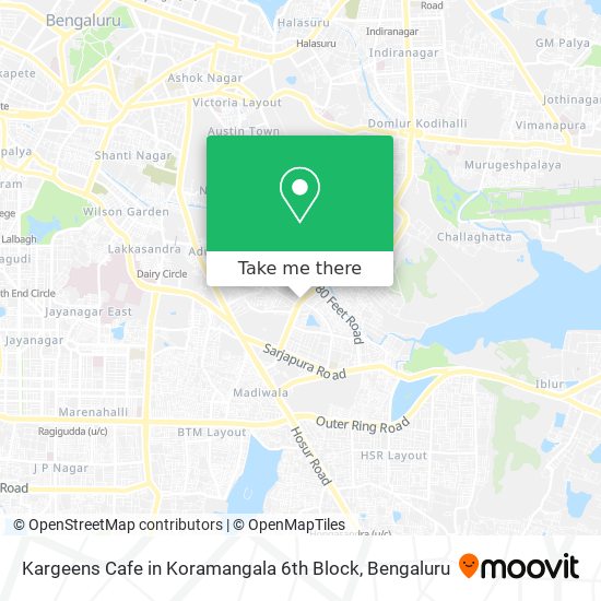 Kargeens Cafe in Koramangala 6th Block map