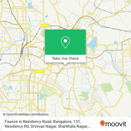 Faasos in Residency Road, Bangalore, 131, Residency Rd, Srinivas Nagar, Shanthala Nagar, Ashok Naga map