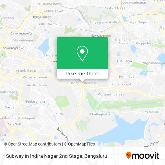 Subway in Indira Nagar 2nd Stage map