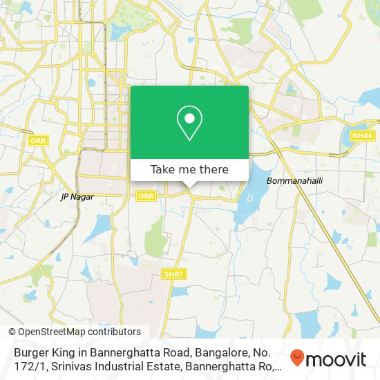 Burger King in Bannerghatta Road, Bangalore, No. 172 / 1, Srinivas Industrial Estate, Bannerghatta Ro map