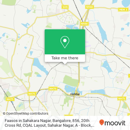 Faasos in Sahakara Nagar, Bangalore, 856, 20th Cross Rd, CQAL Layout, Sahakar Nagar, A - Block, Ben map
