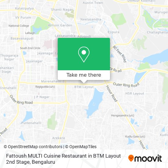 Fattoush MULTI Cuisine Restaurant in BTM Layout 2nd Stage map