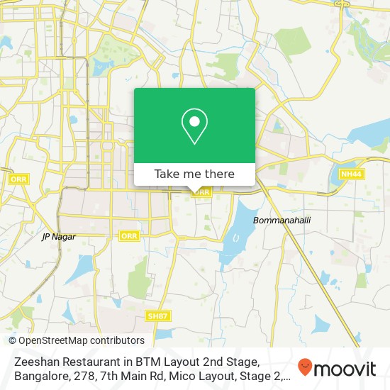 Zeeshan Restaurant in BTM Layout 2nd Stage, Bangalore, 278, 7th Main Rd, Mico Layout, Stage 2, BTM map