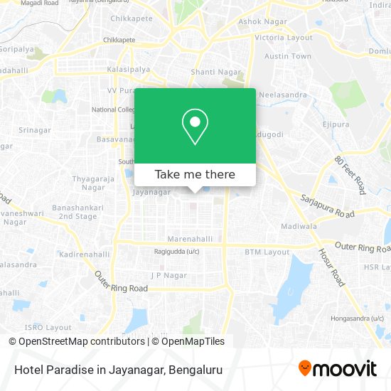 Hotel Paradise in Jayanagar map