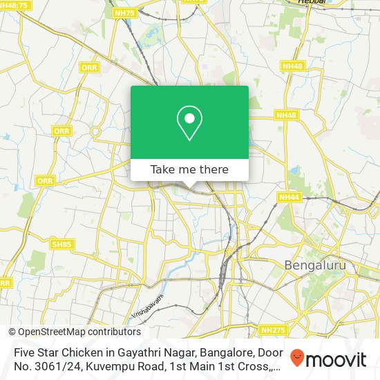 Five Star Chicken in Gayathri Nagar, Bangalore, Door No. 3061 / 24, Kuvempu Road, 1st Main 1st Cross, map