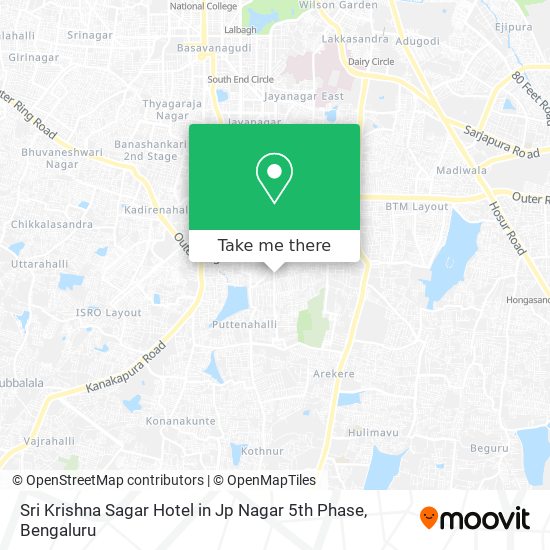 Sri Krishna Sagar Hotel in Jp Nagar 5th Phase map