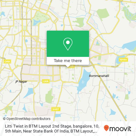 Litti Twist in BTM Layout 2nd Stage, bangalore, 10, 5th Main, Near State Bank Of India, BTM Layout, map