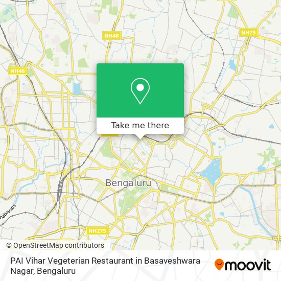 PAI Vihar Vegeterian Restaurant in Basaveshwara Nagar map