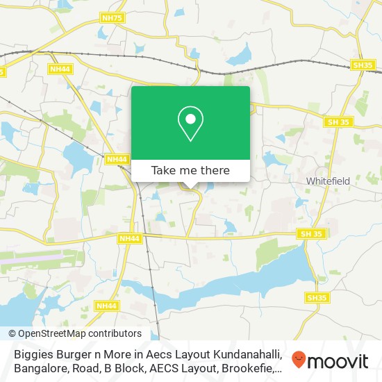 Biggies Burger n More in Aecs Layout Kundanahalli, Bangalore, Road, B Block, AECS Layout, Brookefie map