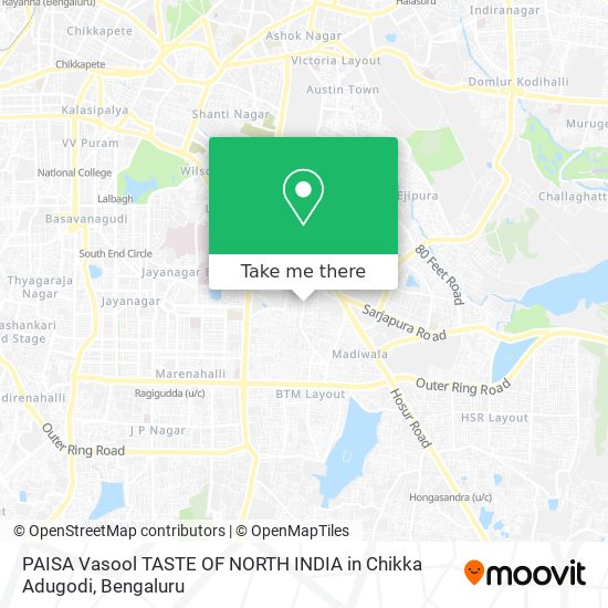 PAISA Vasool TASTE OF NORTH INDIA in Chikka Adugodi map