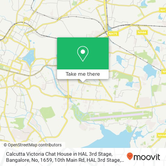 Calcutta Victoria Chat House in HAL 3rd Stage, Bangalore, No, 1659, 10th Main Rd, HAL 3rd Stage, Je map