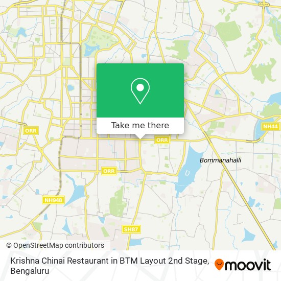 Krishna Chinai Restaurant in BTM Layout 2nd Stage map