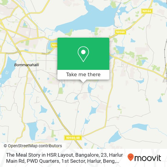 The Meal Story in HSR Layout, Bangalore, 23, Harlur Main Rd, PWD Quarters, 1st Sector, Harlur, Beng map