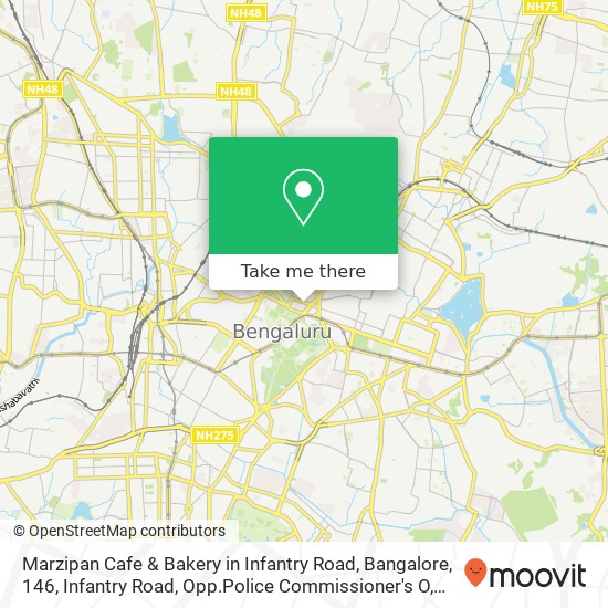 Marzipan Cafe & Bakery in Infantry Road, Bangalore, 146, Infantry Road, Opp.Police Commissioner's O map