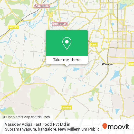 Vasudev Adiga Fast Food Pvt Ltd in Subramanyapura, bangalore, New Millennium Public School, -560061 map