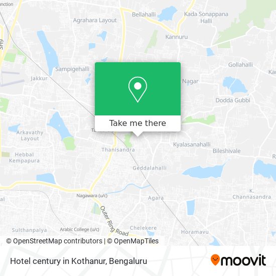Hotel century in Kothanur map