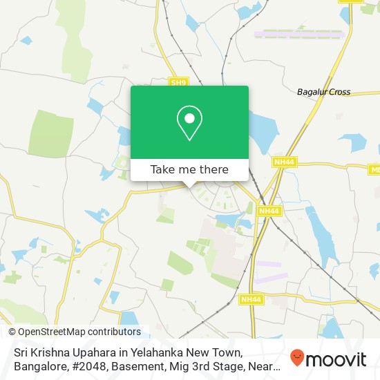 Sri Krishna Upahara in Yelahanka New Town, Bangalore, #2048, Basement, Mig 3rd Stage, Near Aroma Ba map