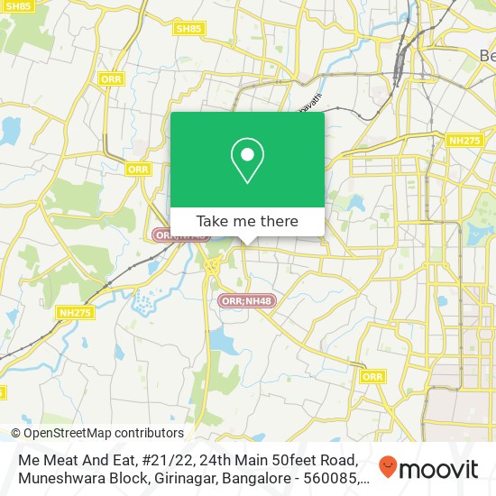 Me Meat And Eat, #21 / 22, 24th Main 50feet Road, Muneshwara Block, Girinagar, Bangalore - 560085, Op map