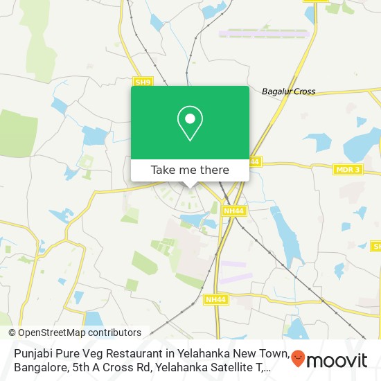 Punjabi Pure Veg Restaurant in Yelahanka New Town, Bangalore, 5th A Cross Rd, Yelahanka Satellite T map