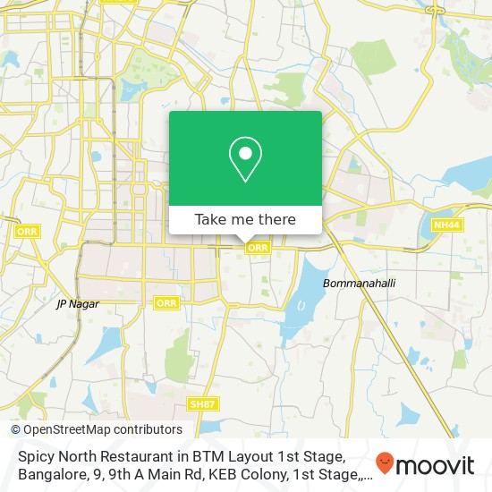 Spicy North Restaurant in BTM Layout 1st Stage, Bangalore, 9, 9th A Main Rd, KEB Colony, 1st Stage, map