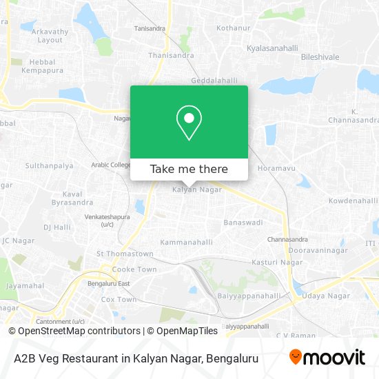 A2B Veg Restaurant in Kalyan Nagar map