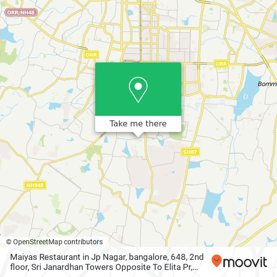 Maiyas Restaurant in Jp Nagar, bangalore, 648, 2nd floor, Sri Janardhan Towers Opposite To Elita Pr map