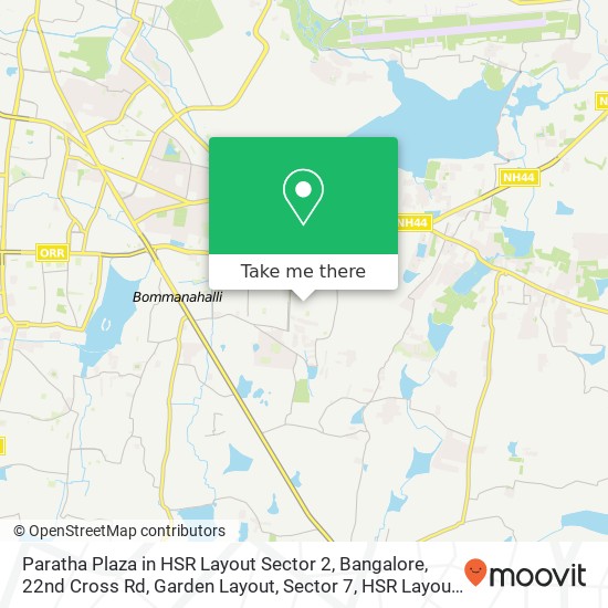 Paratha Plaza in HSR Layout Sector 2, Bangalore, 22nd Cross Rd, Garden Layout, Sector 7, HSR Layout map