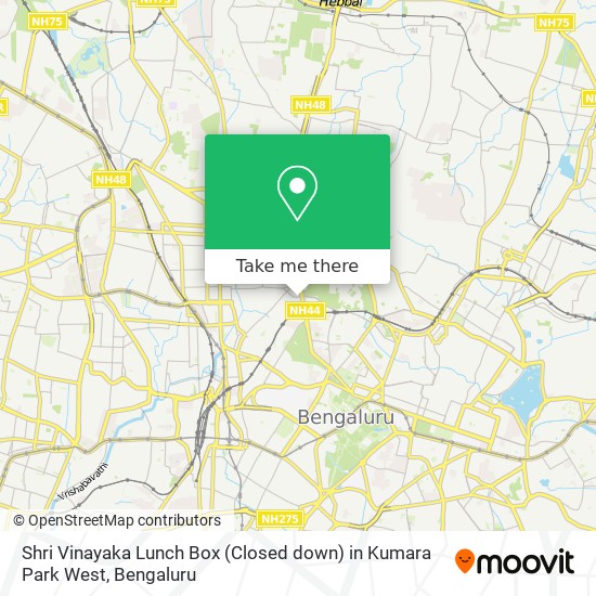 Shri Vinayaka Lunch Box (Closed down) in Kumara Park West map