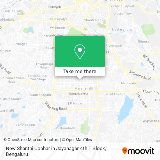 New Shanthi Upahar in Jayanagar 4th T Block map