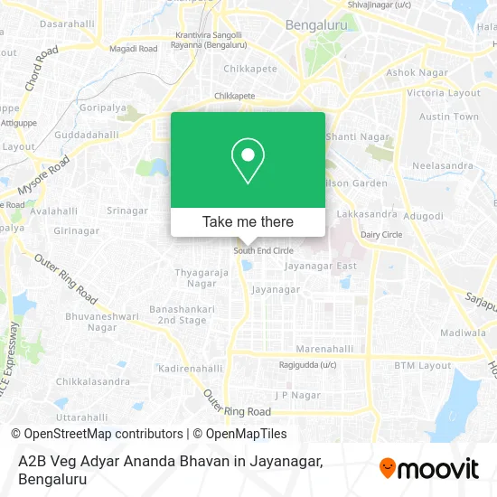 A2B Veg Adyar Ananda Bhavan in Jayanagar map