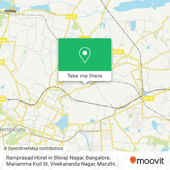 Ramprasad Hotel in Shivaji Nagar, Bangalore, Mariamma Koil St, Vivekananda Nagar, Maruthi Sevanagar map