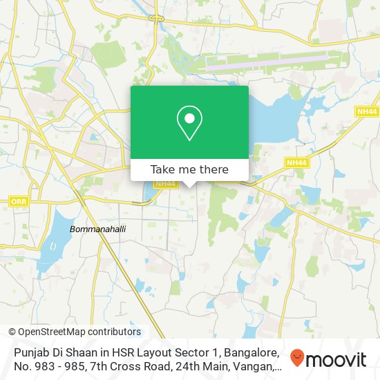 Punjab Di Shaan in HSR Layout Sector 1, Bangalore, No. 983 - 985, 7th Cross Road, 24th Main, Vangan map