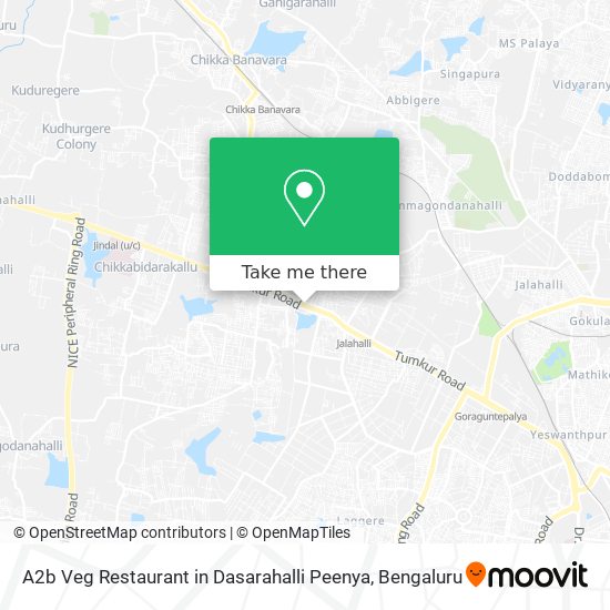 A2b Veg Restaurant in Dasarahalli Peenya map