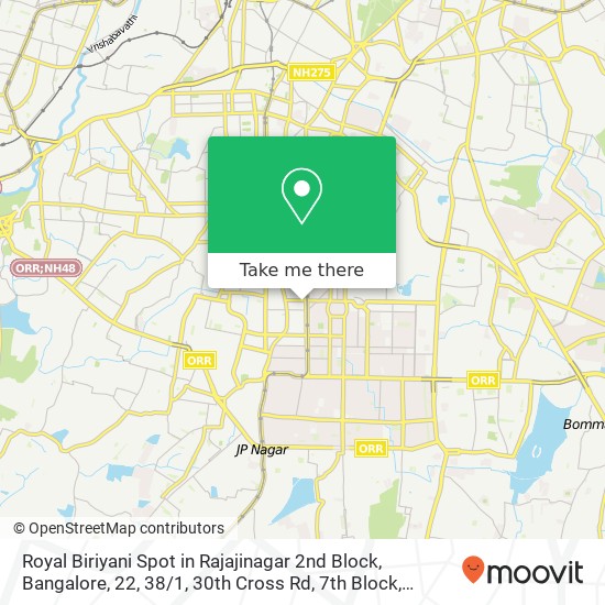Royal Biriyani Spot in Rajajinagar 2nd Block, Bangalore, 22, 38 / 1, 30th Cross Rd, 7th Block, Jayana map