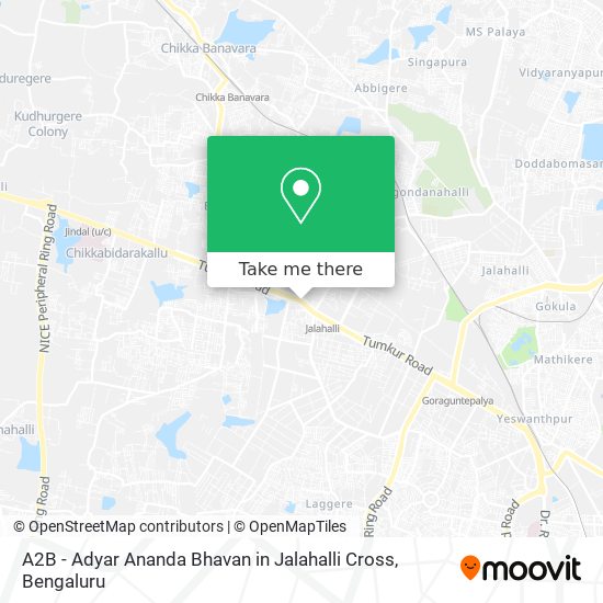 A2B - Adyar Ananda Bhavan in Jalahalli Cross map