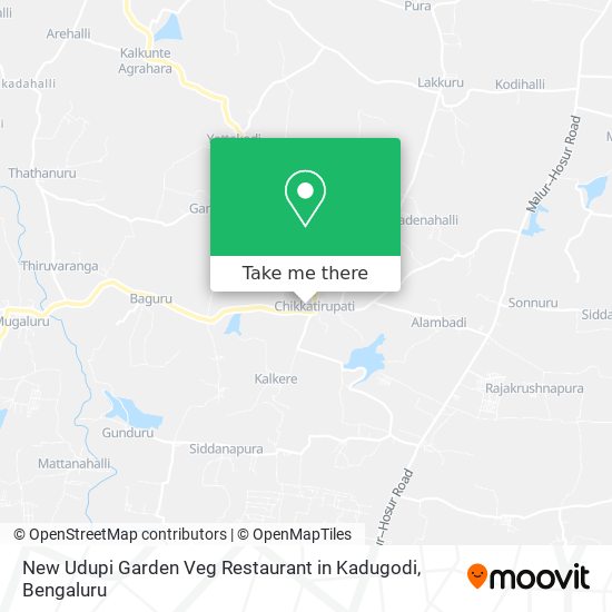 New Udupi Garden Veg Restaurant in Kadugodi map