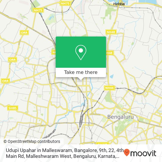 Udupi Upahar in Malleswaram, Bangalore, 9th, 22, 4th Main Rd, Malleshwaram West, Bengaluru, Karnata map