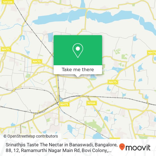 Srinathjis Taste The Nectar in Banaswadi, Bangalore, 88, 12, Ramamurthi Nagar Main Rd, Bovi Colony, map