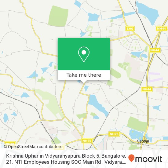 Krishna Uphar in Vidyaranyapura Block 5, Bangalore, 21, NTI Employees Housing SOC Main Rd , Vidyara map