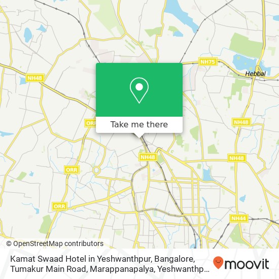 Kamat Swaad Hotel in Yeshwanthpur, Bangalore, Tumakur Main Road, Marappanapalya, Yeshwanthpur, Beng map