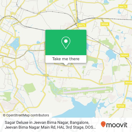 Sagar Deluxe in Jeevan Bima Nagar, Bangalore, Jeevan Bima Nagar Main Rd, HAL 3rd Stage, DOS Colony, map