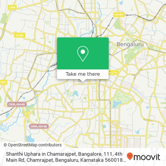 Shanthi Uphara in Chamarajpet, Bangalore, 111, 4th Main Rd, Chamrajpet, Bengaluru, Karnataka 560018 map