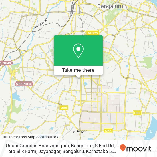 Udupi Grand in Basavanagudi, Bangalore, S End Rd, Tata Silk Farm, Jayanagar, Bengaluru, Karnataka 5 map