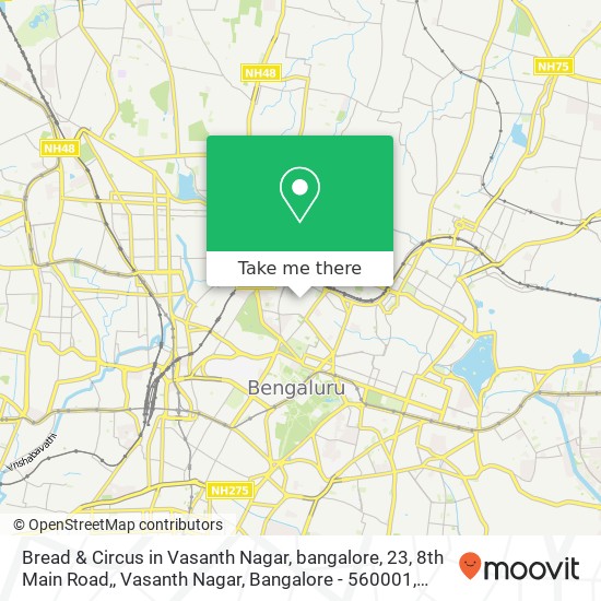 Bread & Circus in Vasanth Nagar, bangalore, 23, 8th Main Road,, Vasanth Nagar, Bangalore - 560001 map