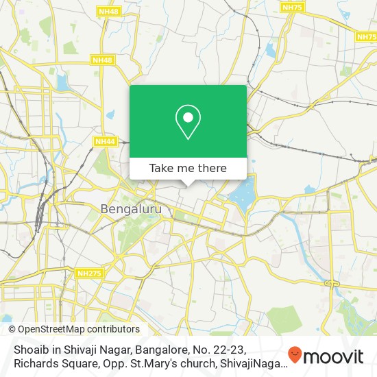 Shoaib in Shivaji Nagar, Bangalore, No. 22-23, Richards Square, Opp. St.Mary's church, ShivajiNagar map