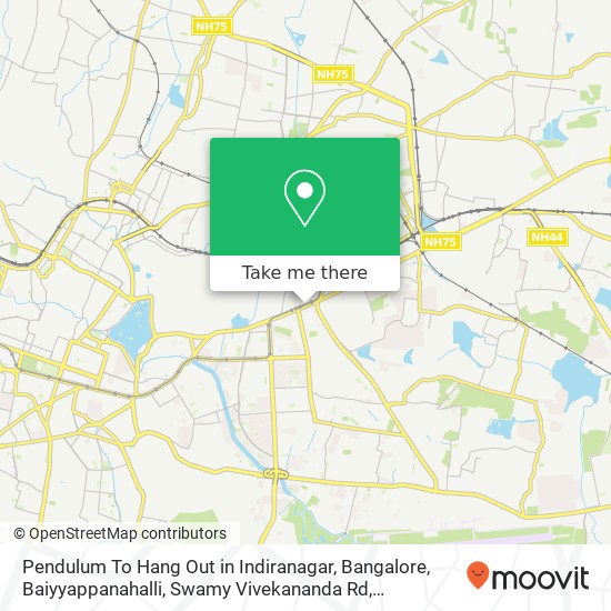 Pendulum To Hang Out in Indiranagar, Bangalore, Baiyyappanahalli, Swamy Vivekananda Rd, Krishnamurt map