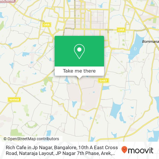 Rich Cafe in Jp Nagar, Bangalore, 10th A East Cross Road, Nataraja Layout, JP Nagar 7th Phase, Arek map