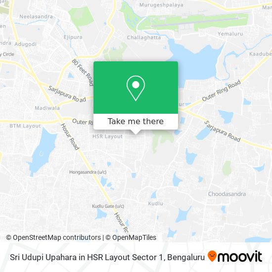 Sri Udupi Upahara in HSR Layout Sector 1 map