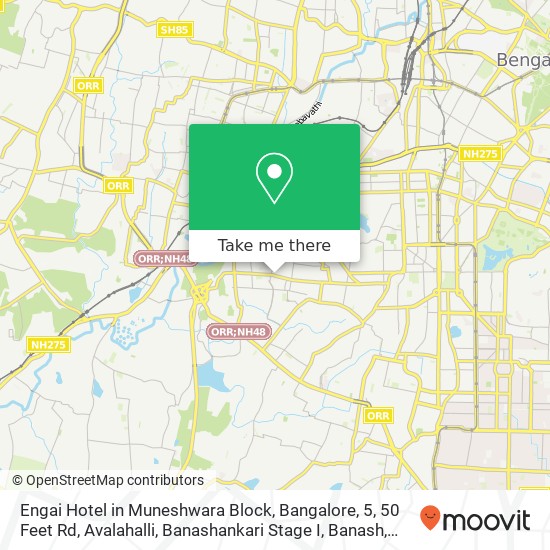 Engai Hotel in Muneshwara Block, Bangalore, 5, 50 Feet Rd, Avalahalli, Banashankari Stage I, Banash map