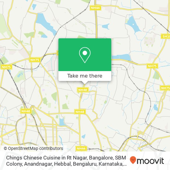 Chings Chinese Cuisine in Rt Nagar, Bangalore, SBM Colony, Anandnagar, Hebbal, Bengaluru, Karnataka map